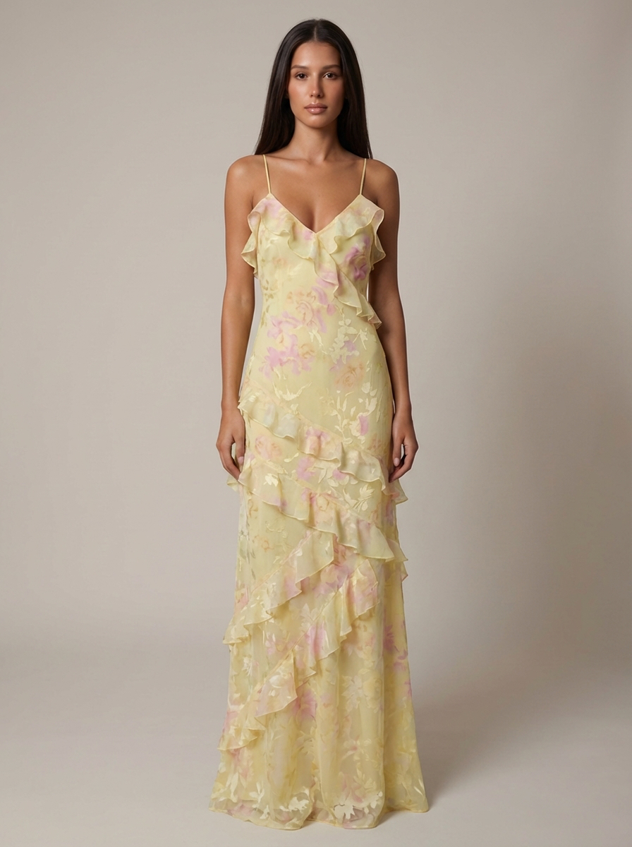 flowy wedding guest dresses ever REYA|Cold Shoulder High Slit Chiffon Dress and open back with zip closure Hemline Women's Pleated Maxi Dress |
