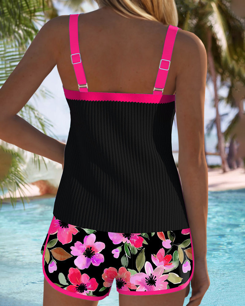 Bree | Women’s Scoop Neck Floral Print Two Piece Swimsuit