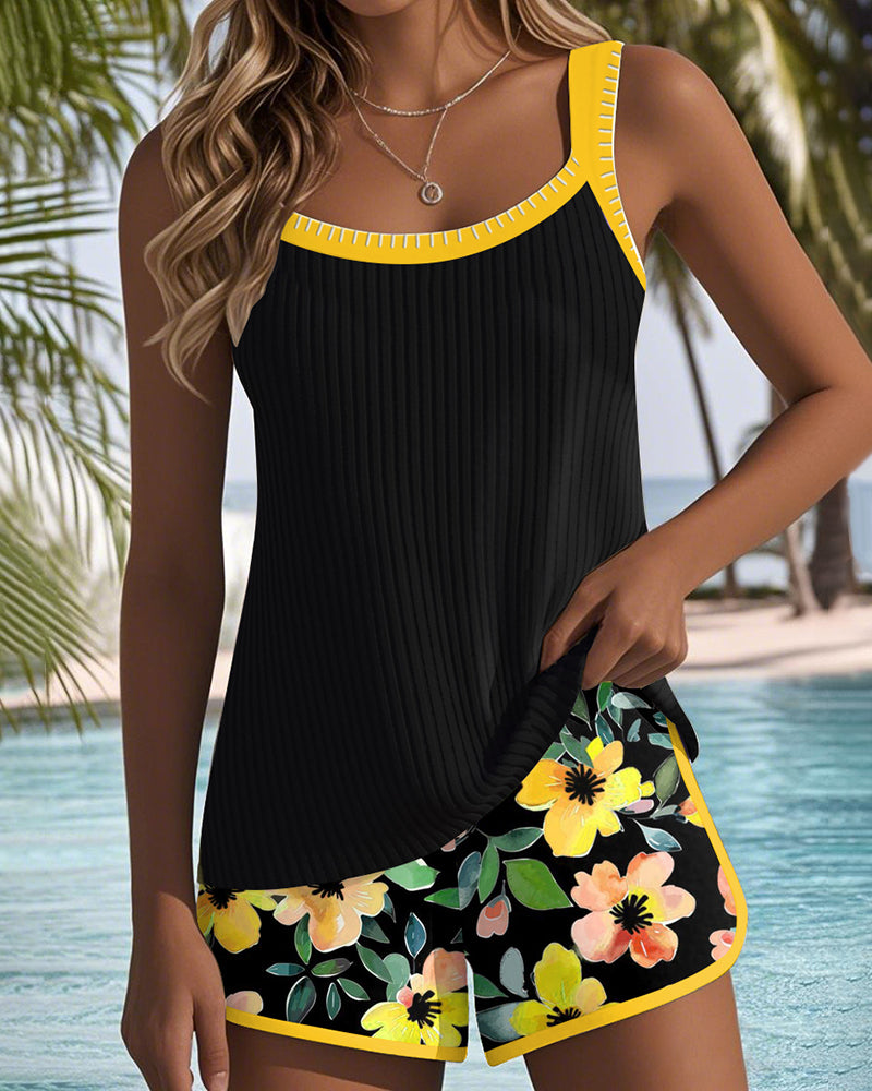 Bree | Women’s Scoop Neck Floral Print Two Piece Swimsuit