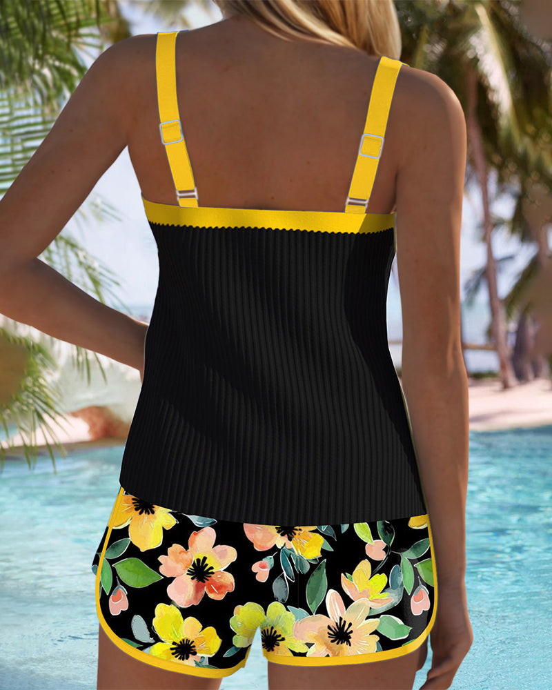 Bree | Women’s Scoop Neck Floral Print Two Piece Swimsuit