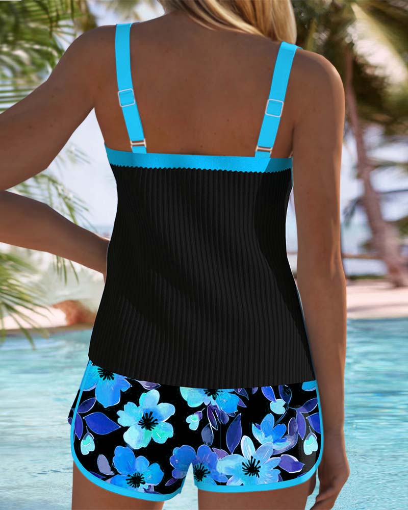 Bree | Women’s Scoop Neck Floral Print Two Piece Swimsuit