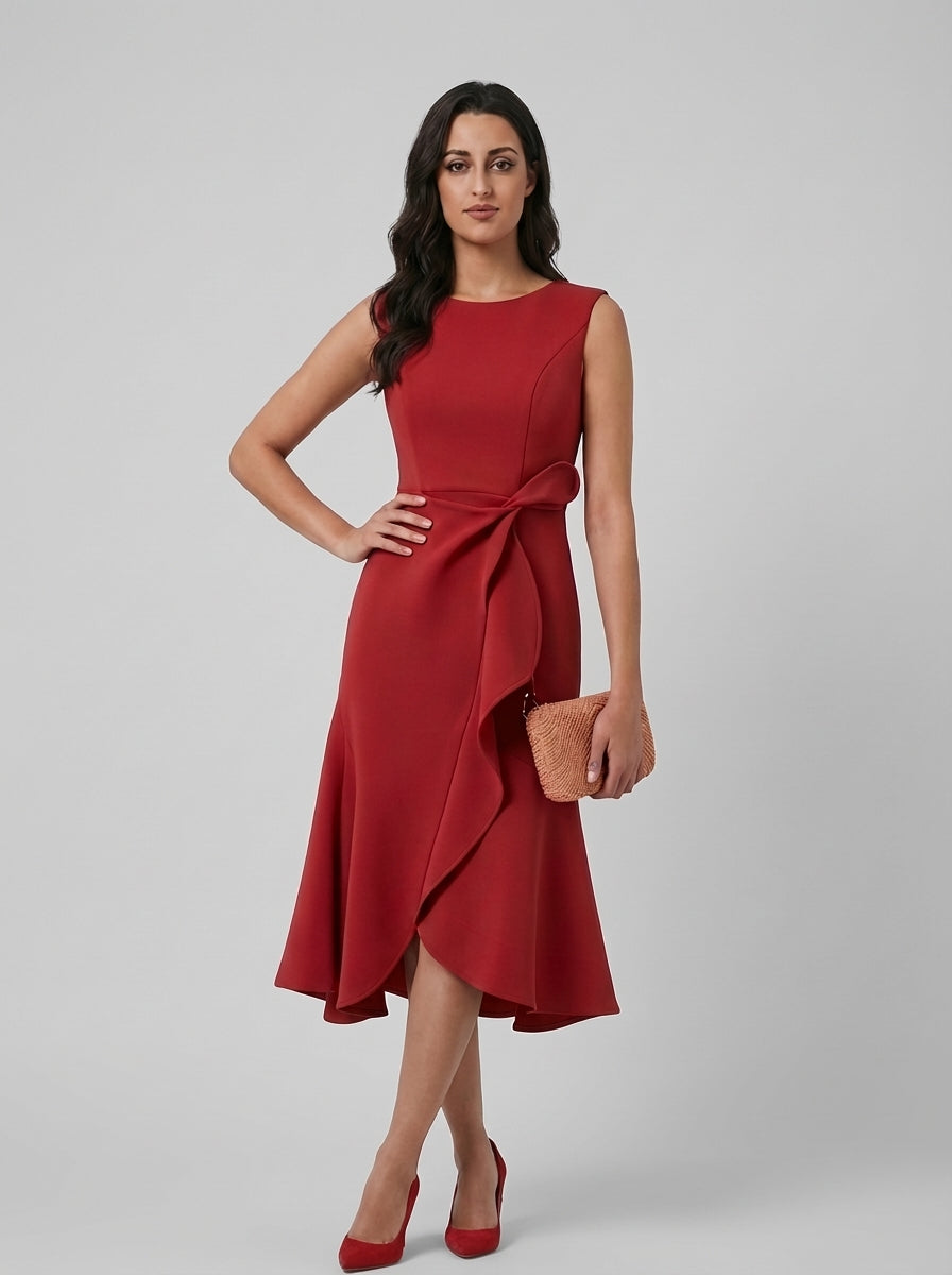 Brellmont | Lily Women’s Draped Asymmetric Midi Evening Dress