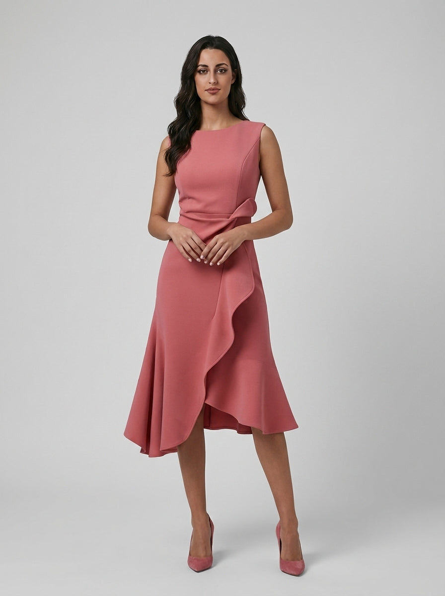 Brellmont | Lily Women’s Draped Asymmetric Midi Evening Dress