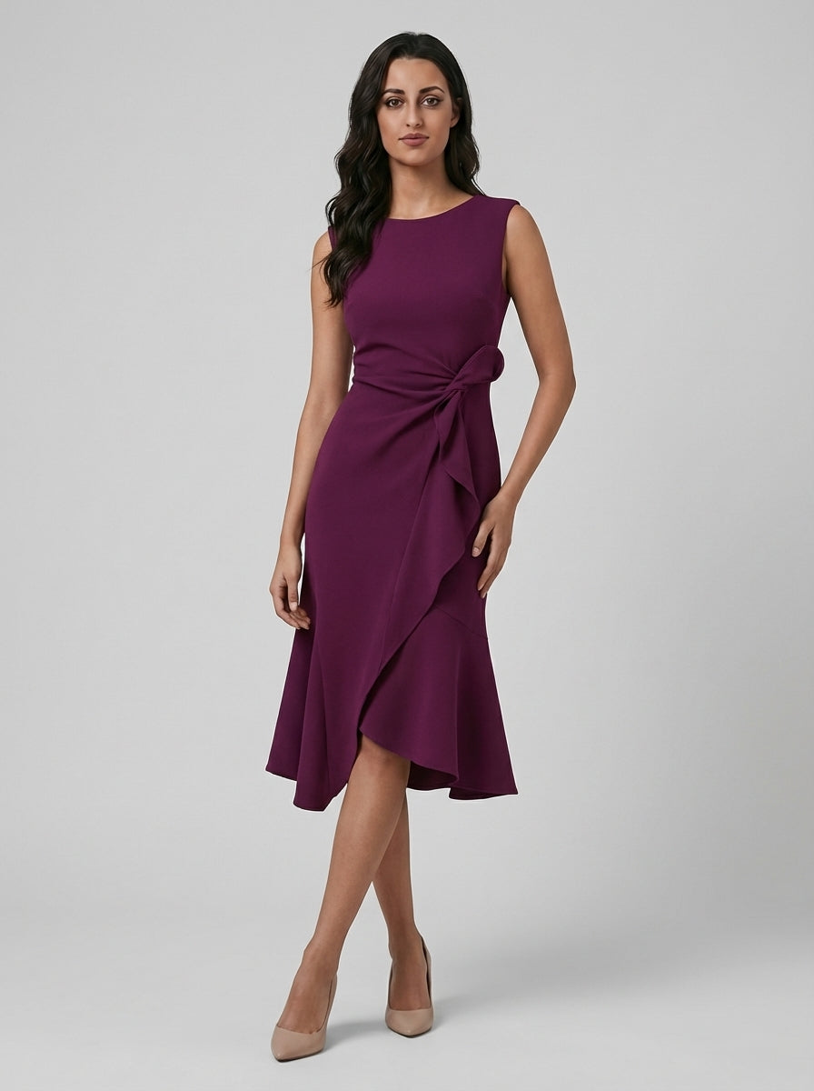 Brellmont | Lily Women’s Draped Asymmetric Midi Evening Dress