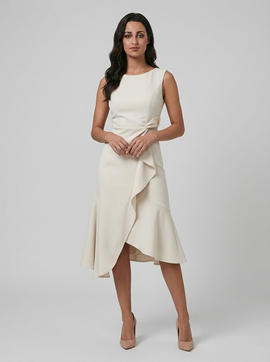 Brellmont | Lily Women’s Draped Asymmetric Midi Evening Dress