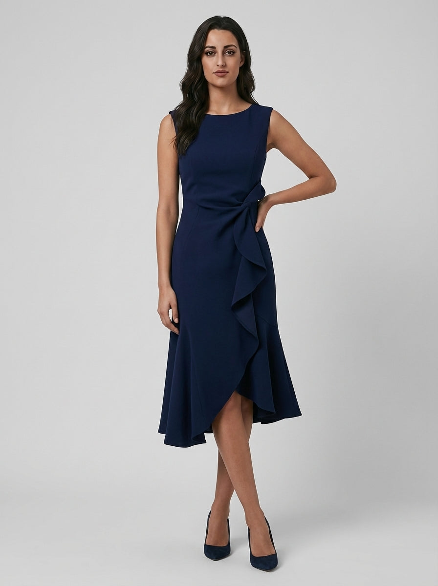 Brellmont | Lily Women’s Draped Asymmetric Midi Evening Dress