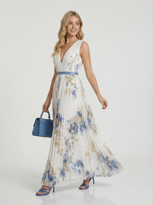 Brellmont | Aria Women’s Pleated Floral Summer Maxi Dress