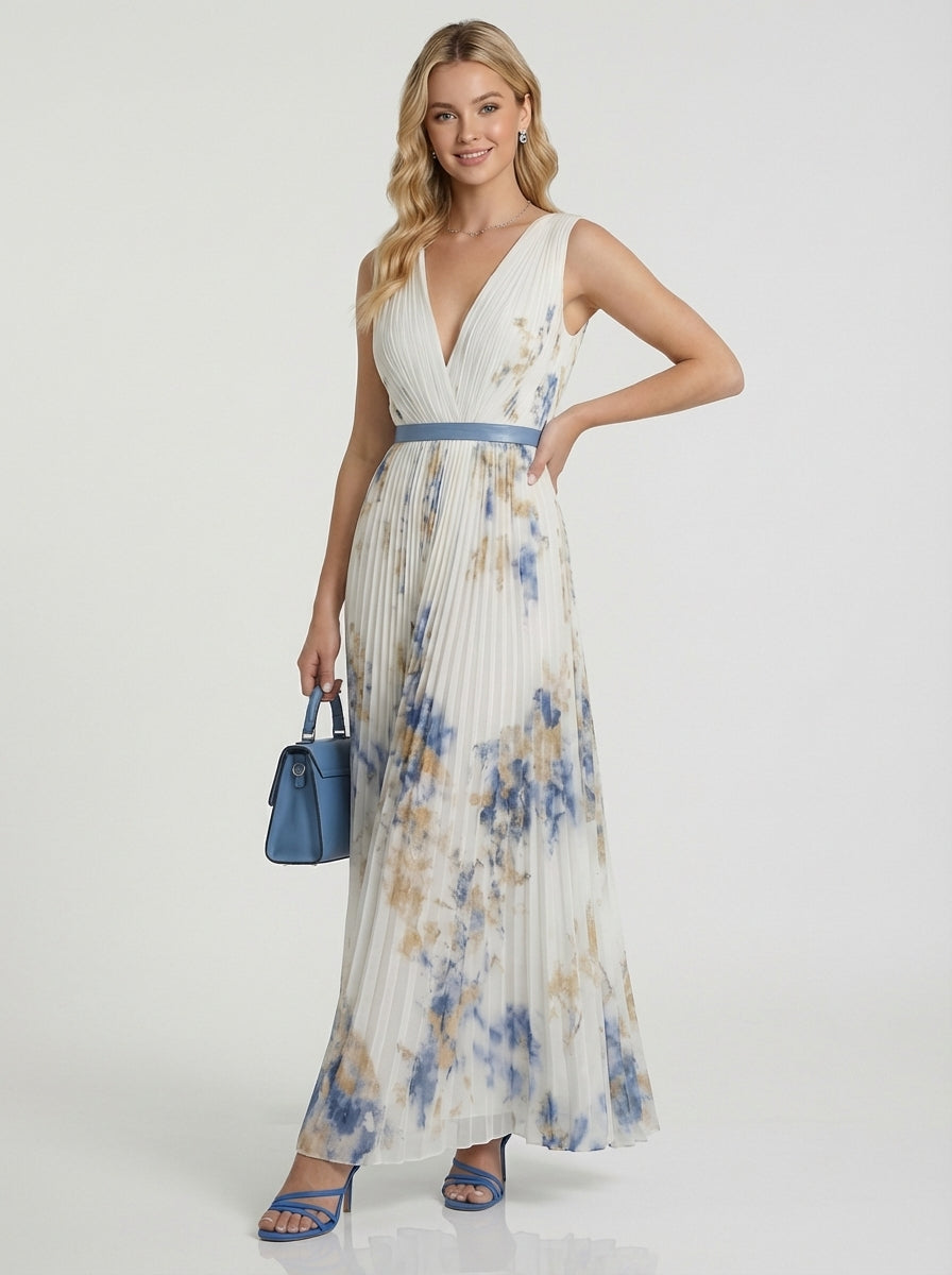 Brellmont | Aria Women’s Pleated Floral Summer Maxi Dress