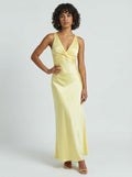 Brellmont | Ava Women’s Yellow V Neck Sleeveless Long Maxi Dress