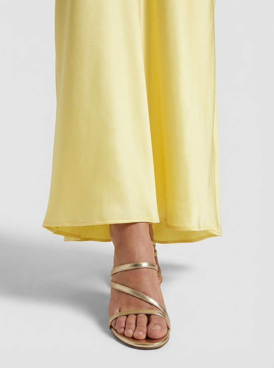 Brellmont | Ava Women’s Yellow V Neck Sleeveless Long Maxi Dress