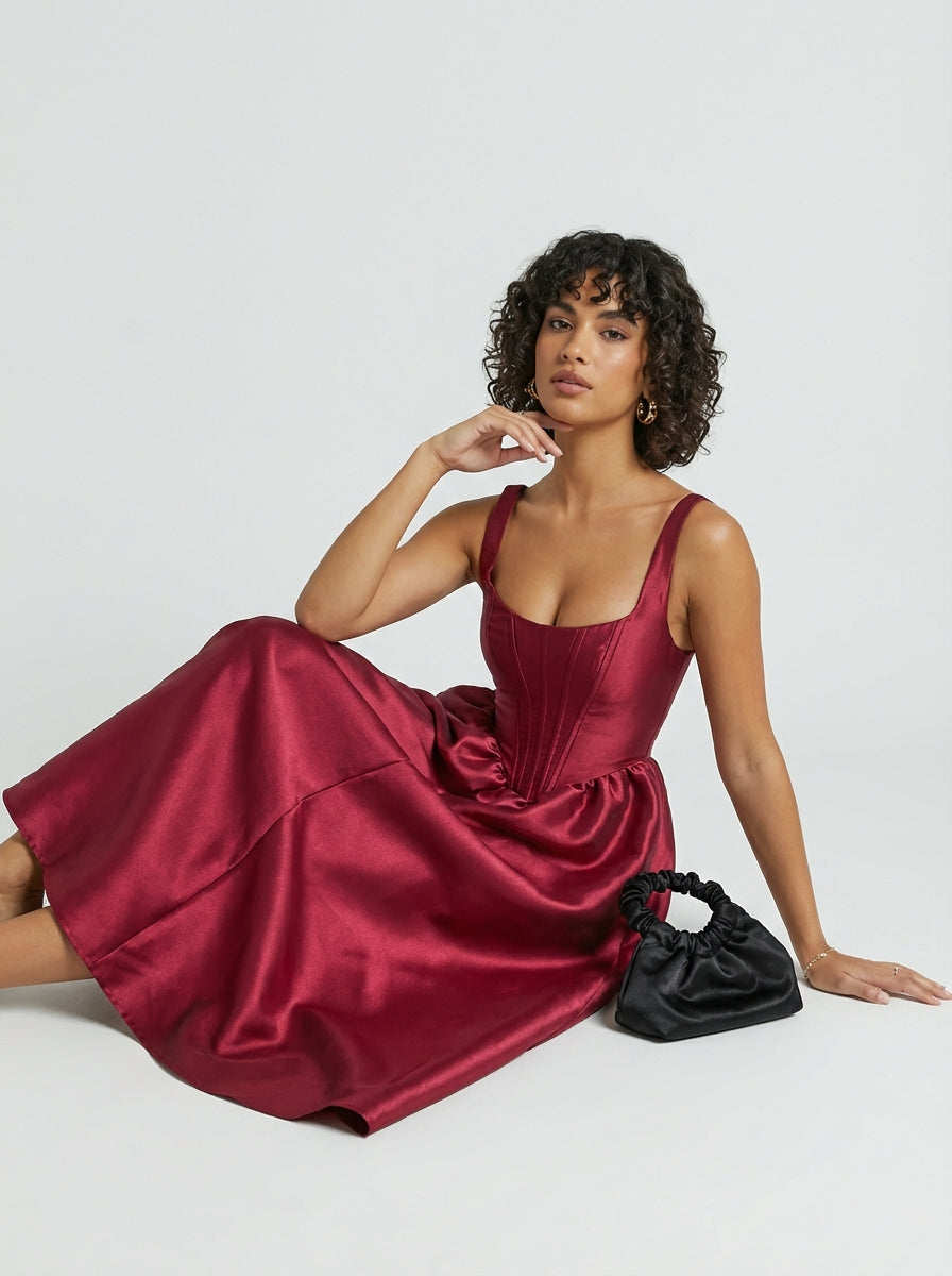 Brellmont | Burgundy Midi Dress