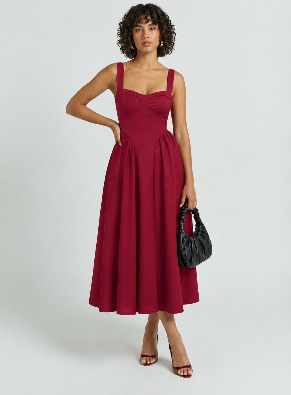Brellmont | Burgundy Midi Dress