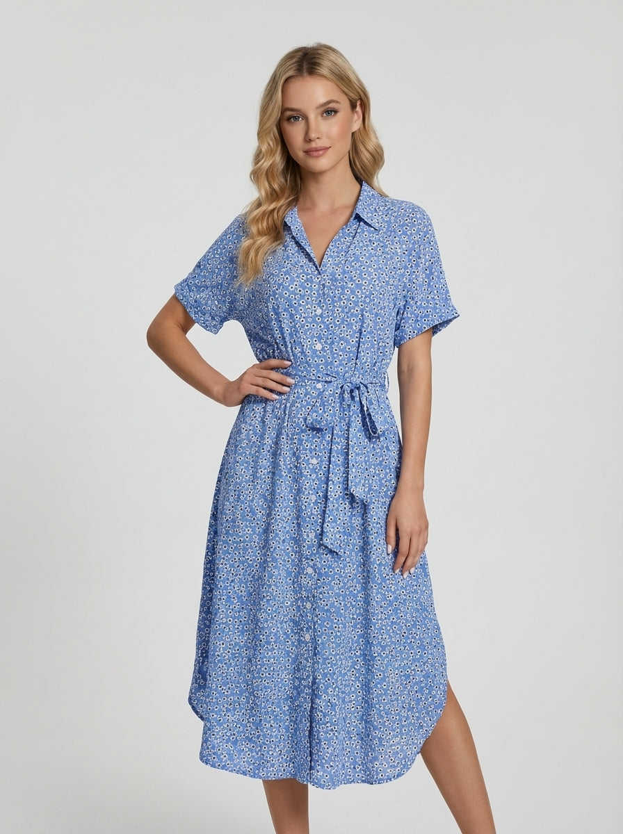 Brellmont | Charlotte Women’s Floral Print Summer Midi Shirt Dress