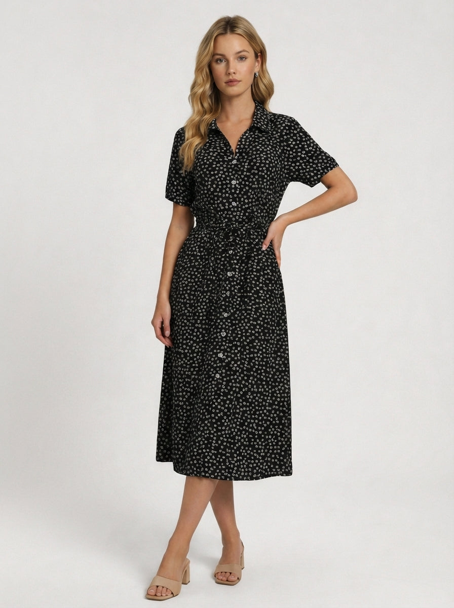 Brellmont | Charlotte Women’s Floral Print Summer Midi Shirt Dress