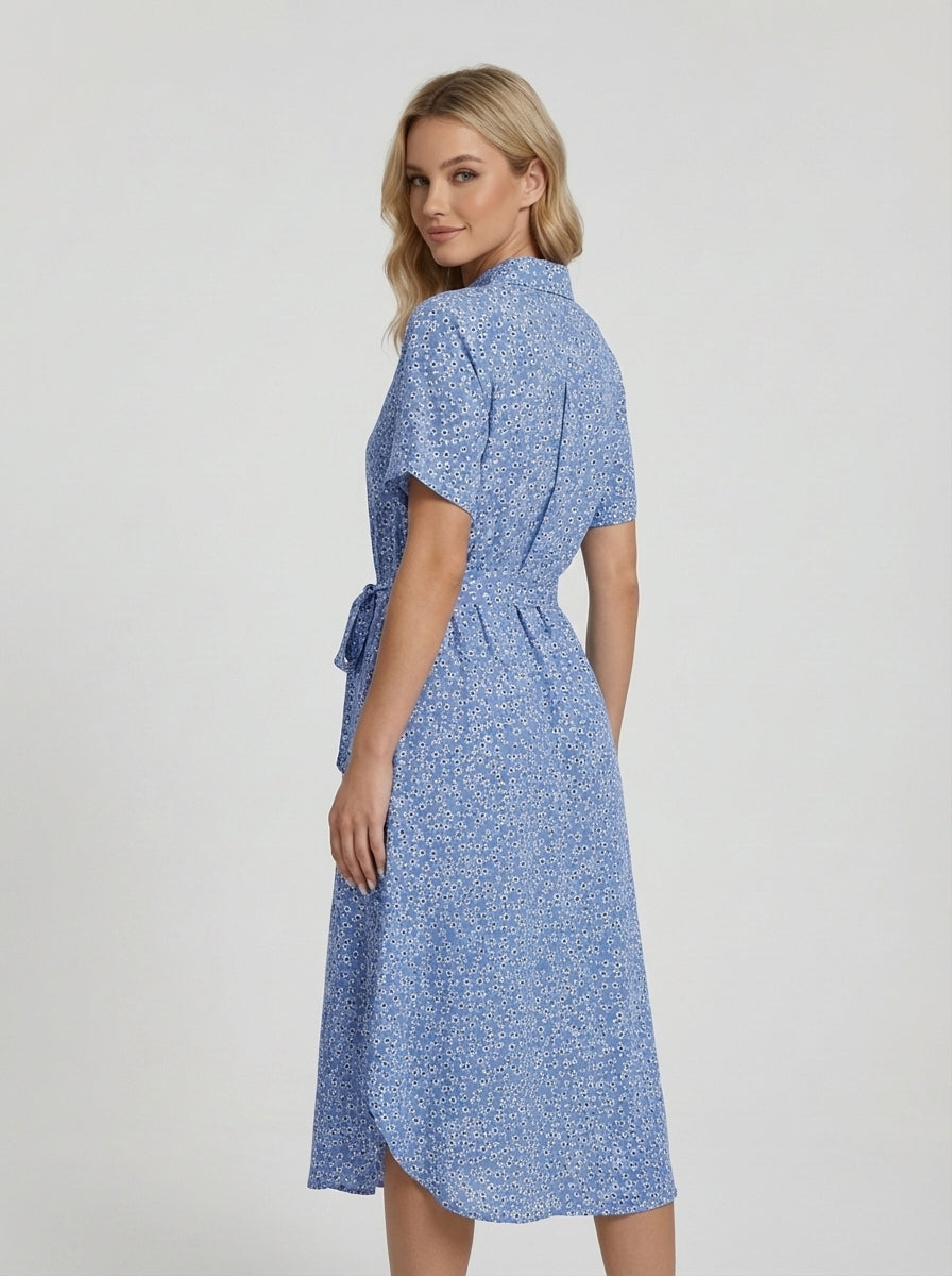 Brellmont | Charlotte Women’s Floral Print Summer Midi Shirt Dress