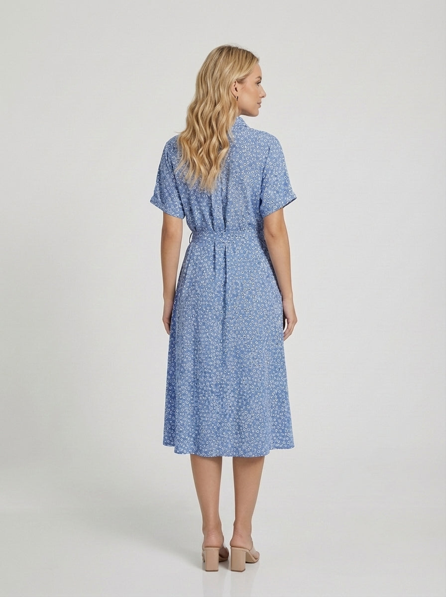 Brellmont | Charlotte Women’s Floral Print Summer Midi Shirt Dress