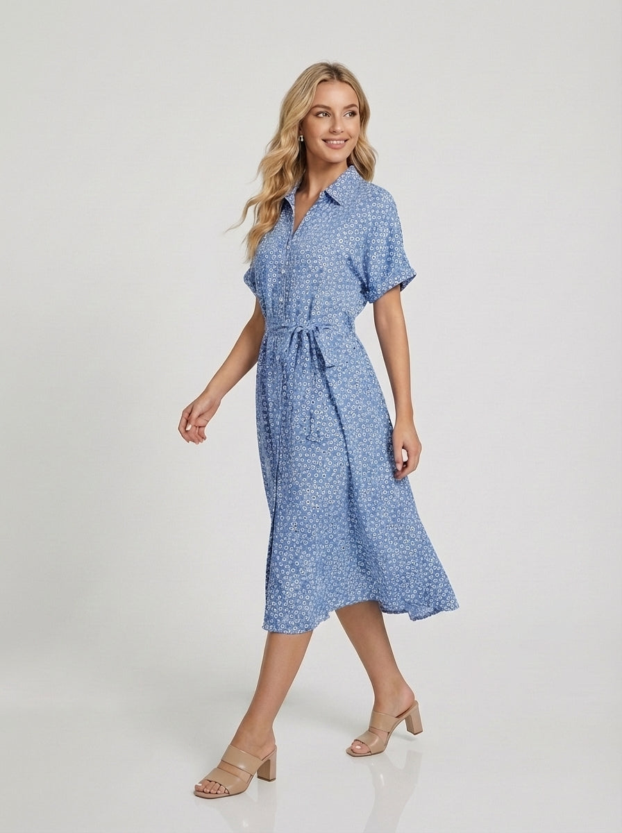 Brellmont | Charlotte Women’s Floral Print Summer Midi Shirt Dress