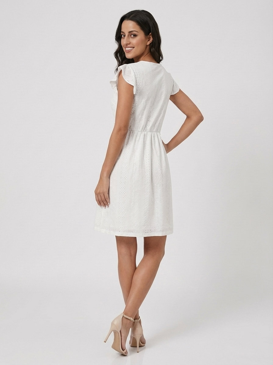 Brellmont | Chloe Women’s V Neck Flutter Sleeve Summer Dress