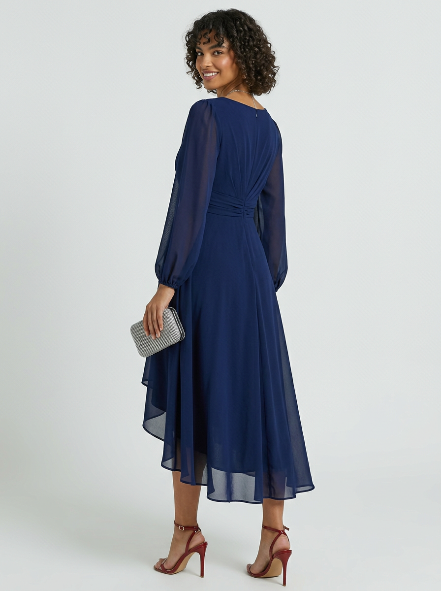 Brellmont | Evelyn Long Sleeve Draped Day To Night Midi Dress
