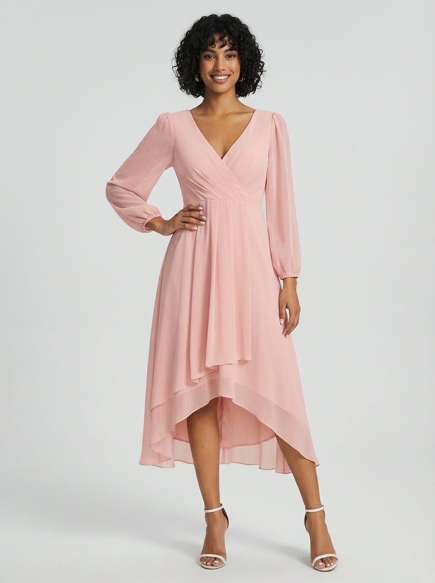 Brellmont | Evelyn Long Sleeve Draped Day To Night Midi Dress
