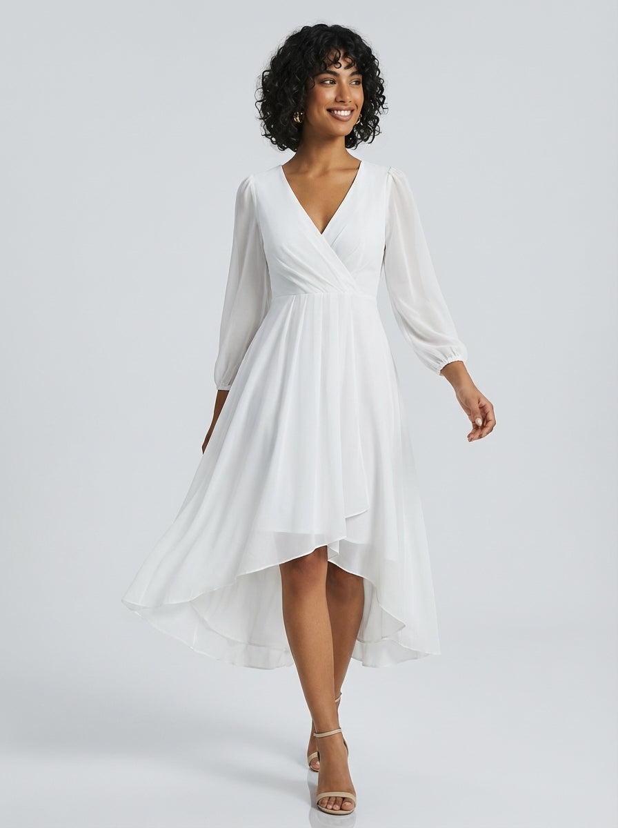 Brellmont | Evelyn Long Sleeve Draped Day To Night Midi Dress