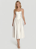 Brellmont | White Pleated Midi Dress
