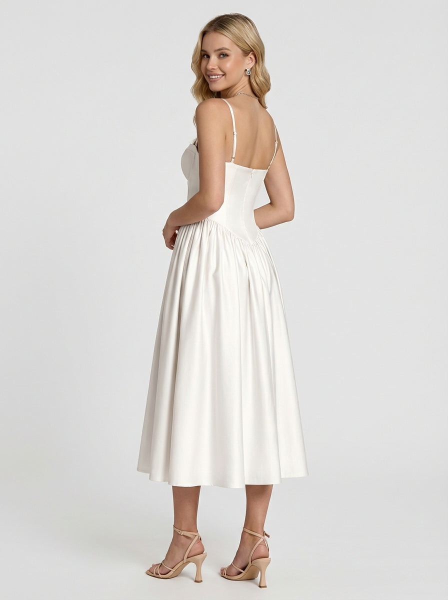 Brellmont | White Pleated Midi Dress