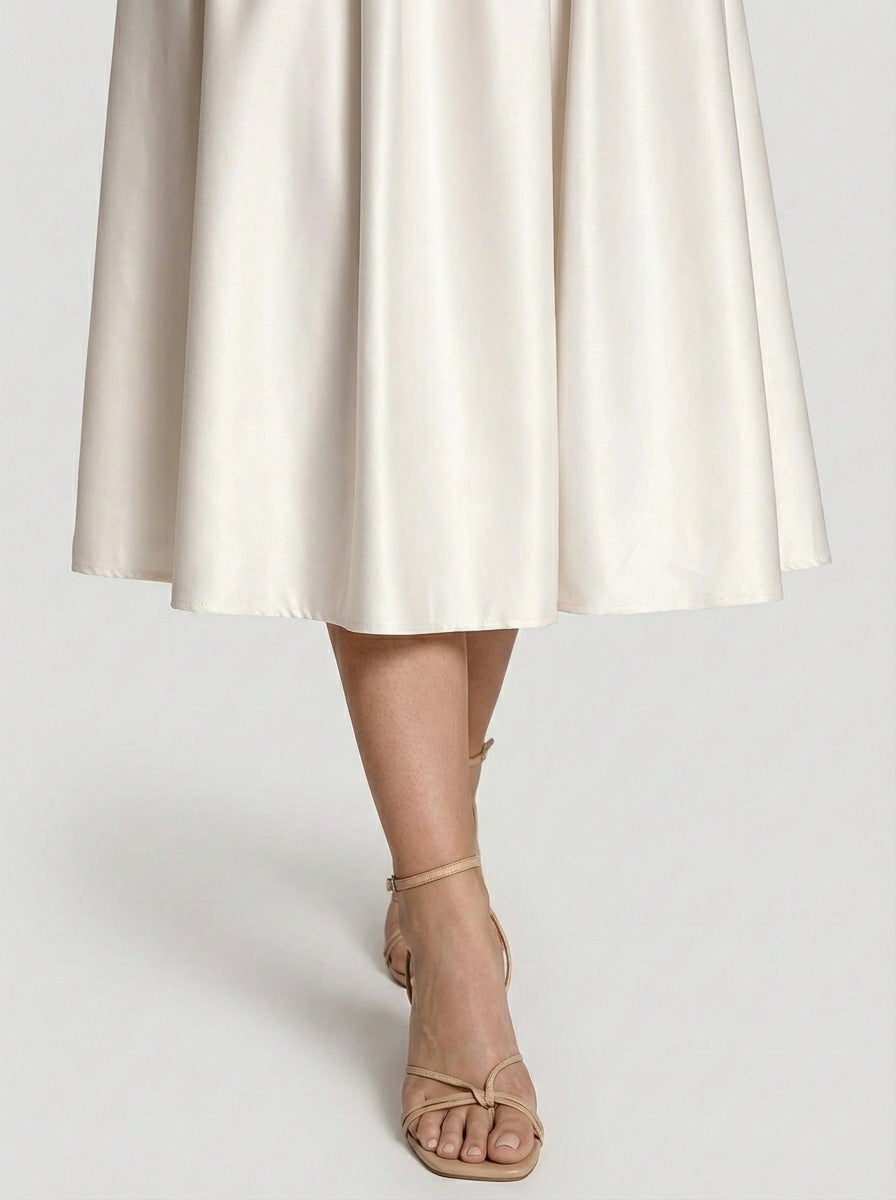 Brellmont | White Pleated Midi Dress