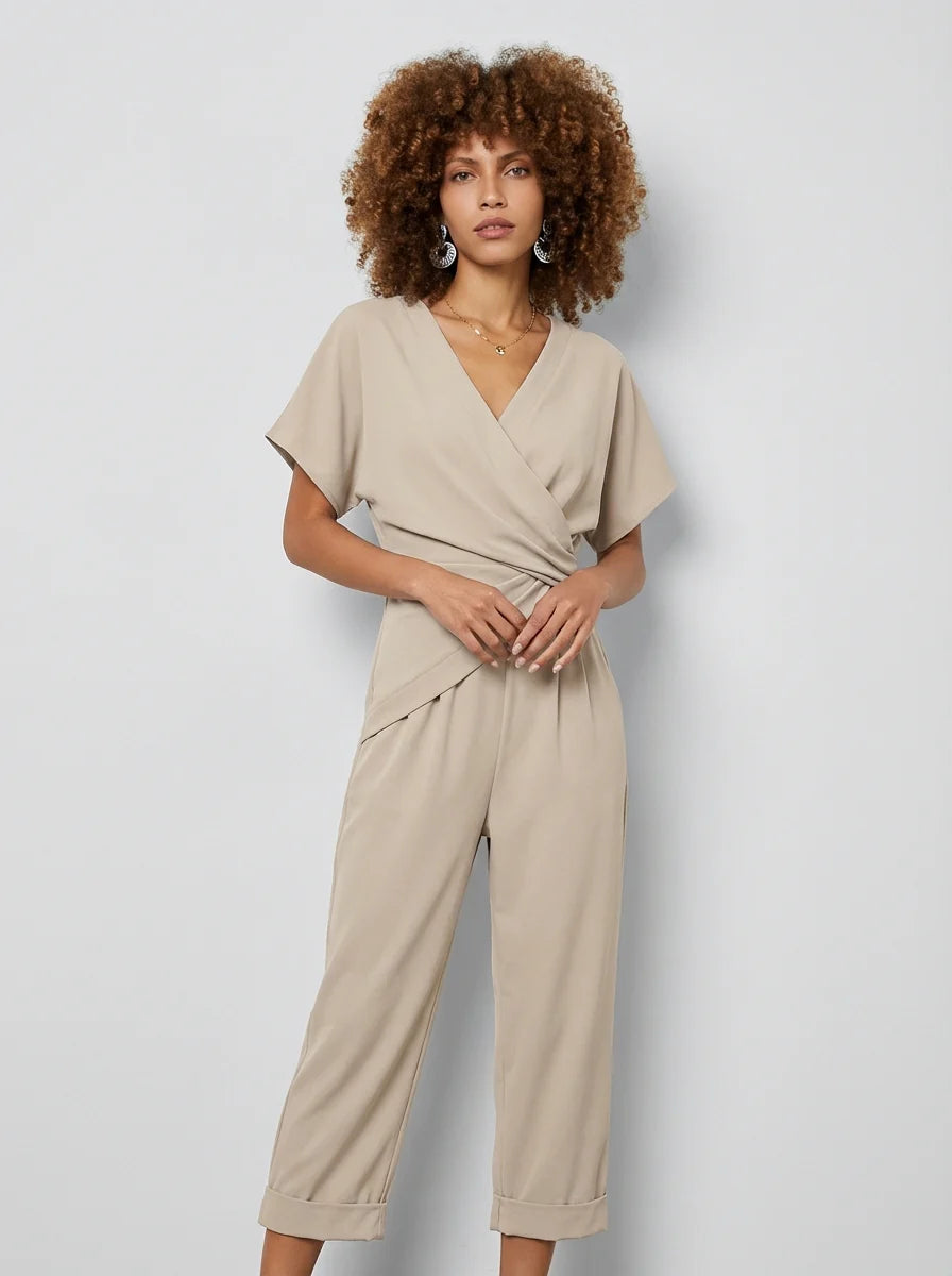 Felicia | Women’s Jumpsuit V Neck Wrap Wide Leg