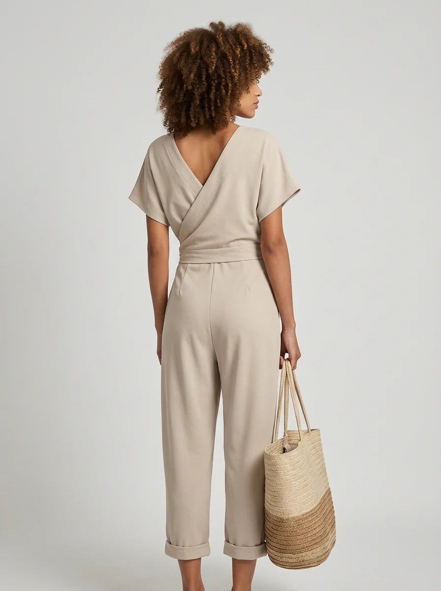 Felicia | Women’s Jumpsuit V Neck Wrap Wide Leg