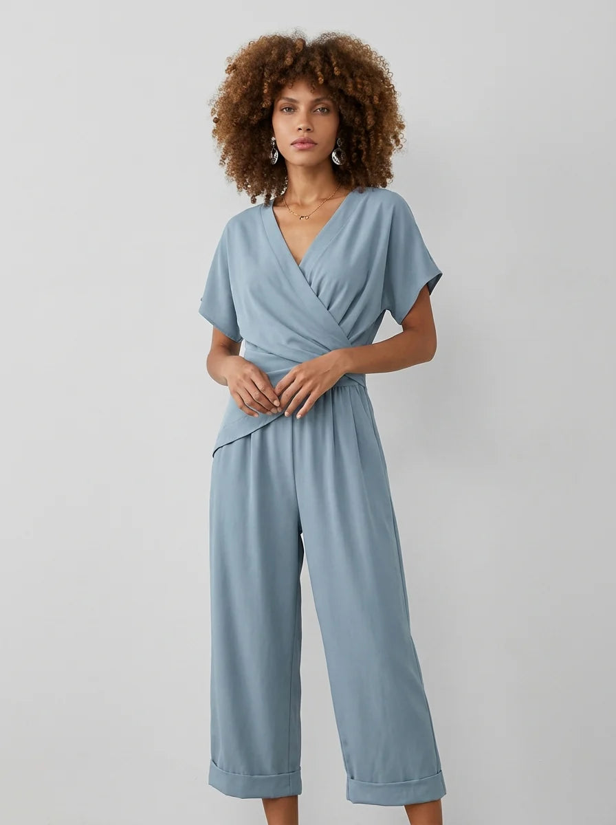 Felicia | Women’s Jumpsuit V Neck Wrap Wide Leg