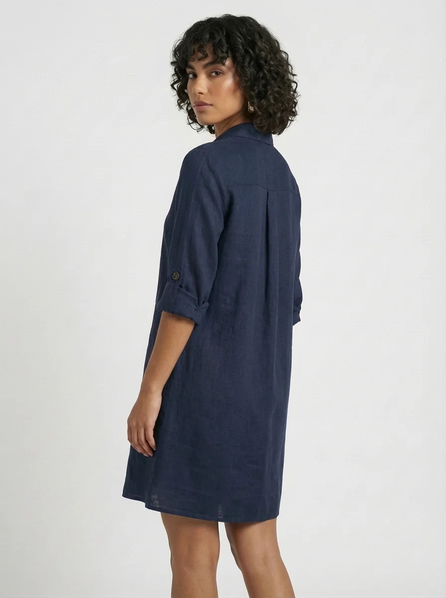 Maria | Summer White Button Front Shirt Mini Dress