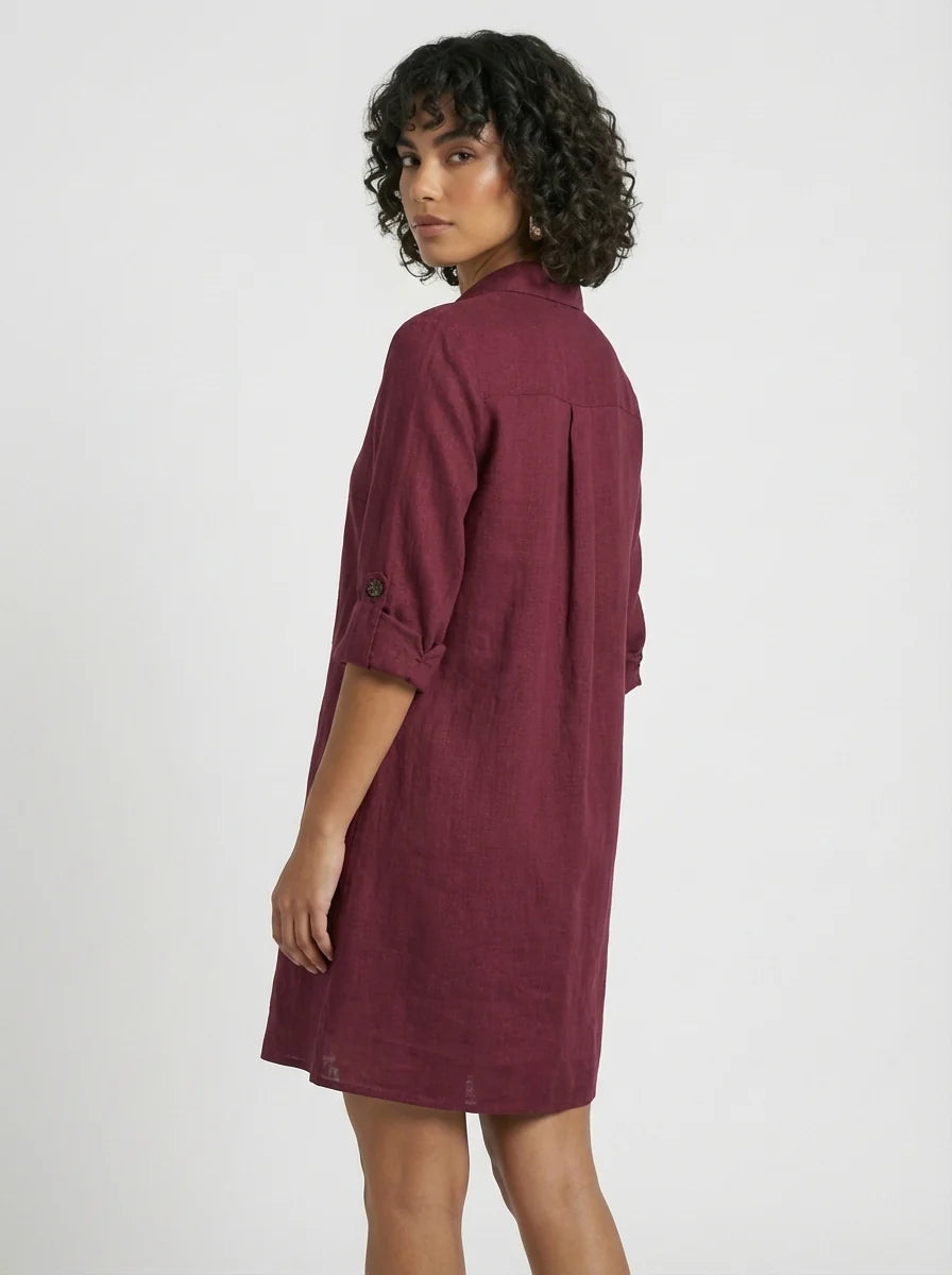 Maria | Summer White Button Front Shirt Mini Dress