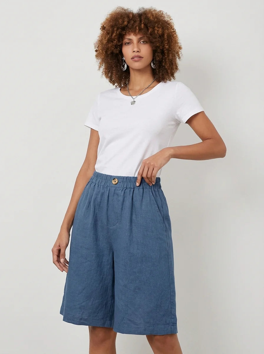 Mia | High Waisted Summer Shorts Elastic Waist