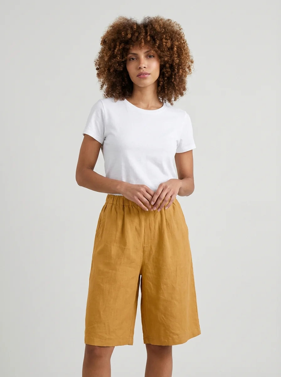 Mia | High Waisted Summer Shorts Elastic Waist