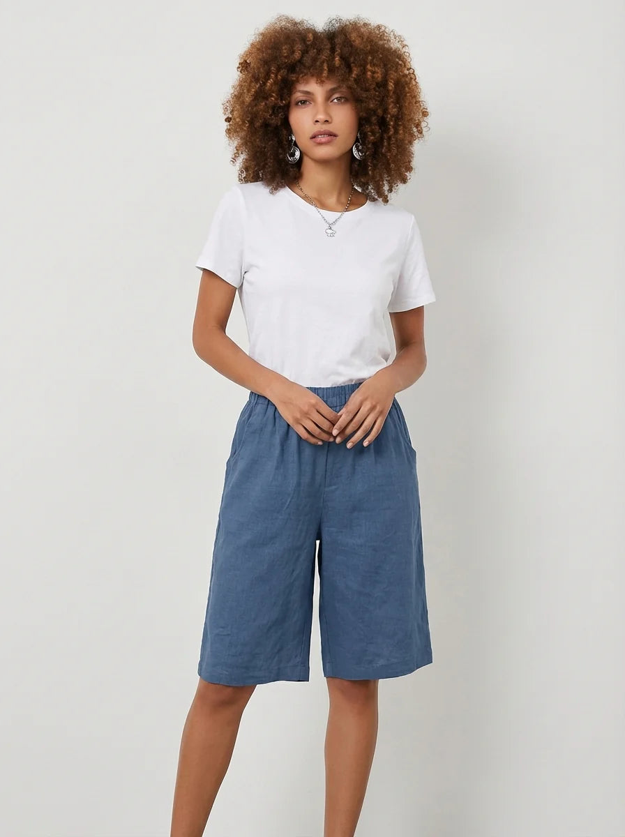 Mia | High Waisted Summer Shorts Elastic Waist
