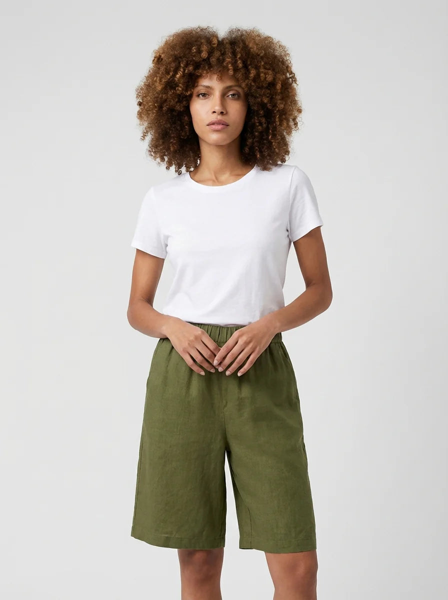 Mia | High Waisted Summer Shorts Elastic Waist