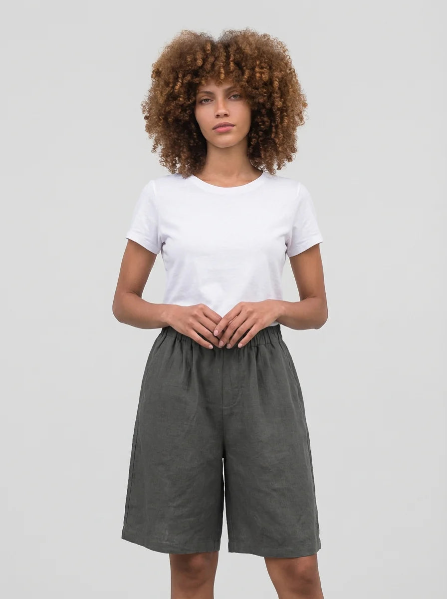 Mia | High Waisted Summer Shorts Elastic Waist