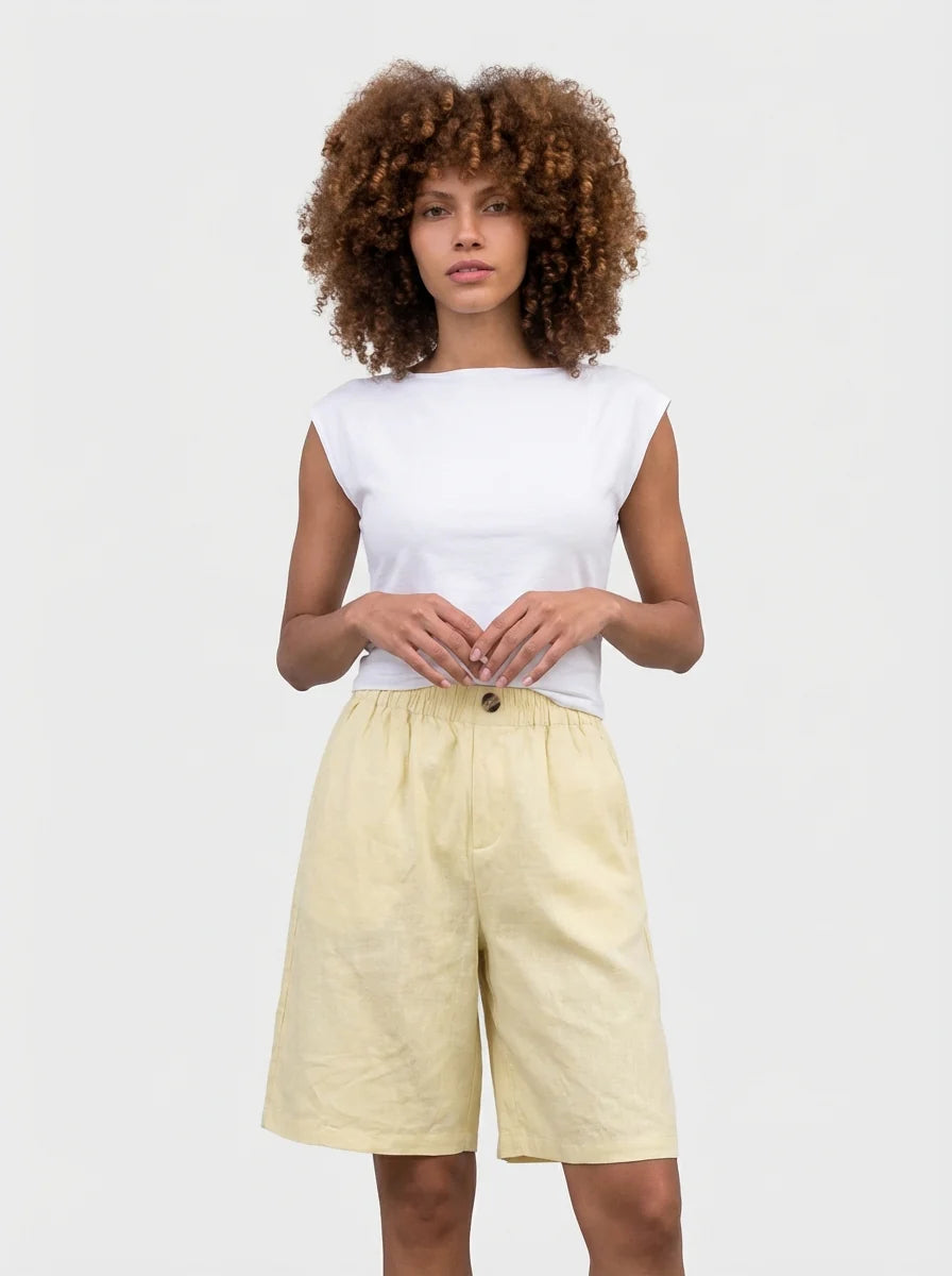 Mia | High Waisted Summer Shorts Elastic Waist
