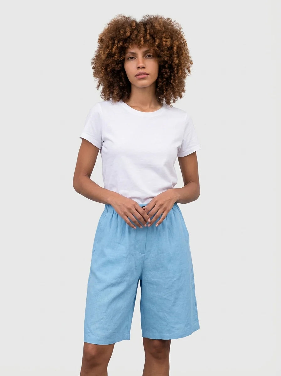 Mia | High Waisted Summer Shorts Elastic Waist