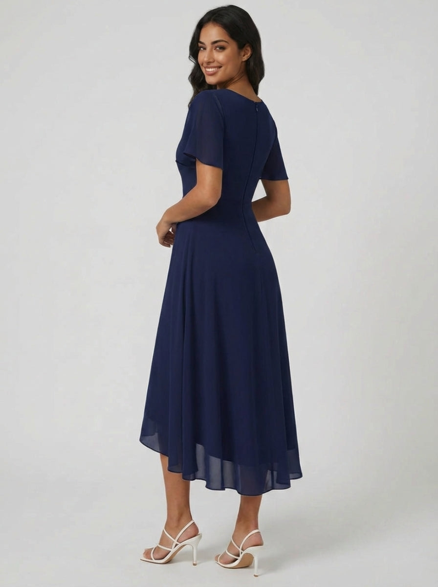 Brellmont | Nora Draped Day To Night V Neck Midi Dress