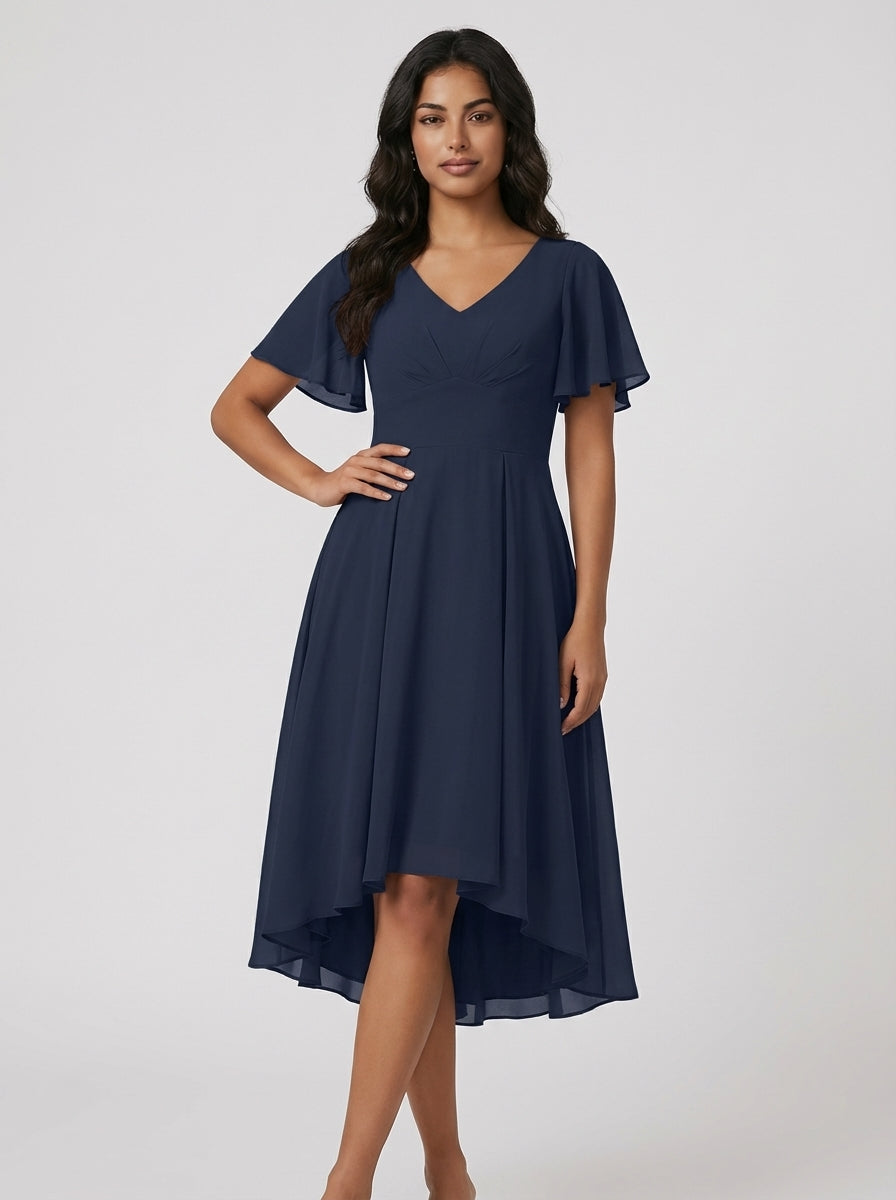 Brellmont | Nora Draped Day To Night V Neck Midi Dress