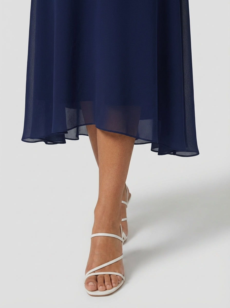 Brellmont | Nora Draped Day To Night V Neck Midi Dress