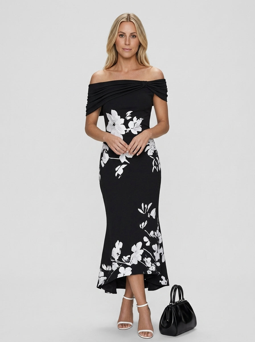 Willow | Women’s Off Shoulder Floral Print Midi Dress