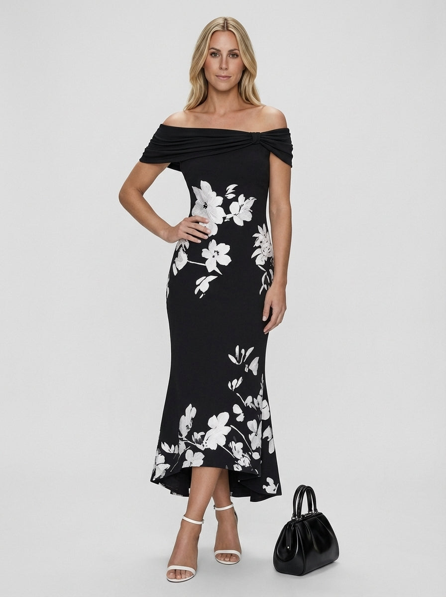 Willow | Women’s Off Shoulder Floral Print Midi Dress