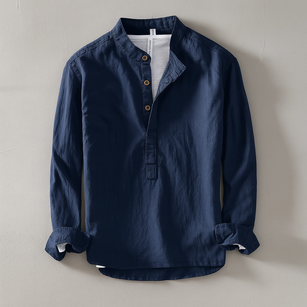 Aaron | Men’s Collared Long Sleeve Button Front Shirt