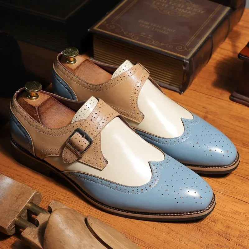 Abraham | Men’s Monk Strap Borgue Wingtip Dress Shoes