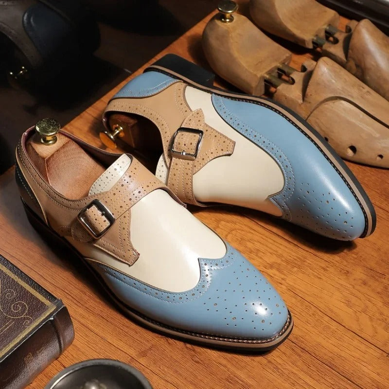 Abraham | Men’s Monk Strap Borgue Wingtip Dress Shoes