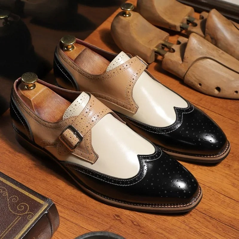 Abraham | Men’s Monk Strap Borgue Wingtip Dress Shoes