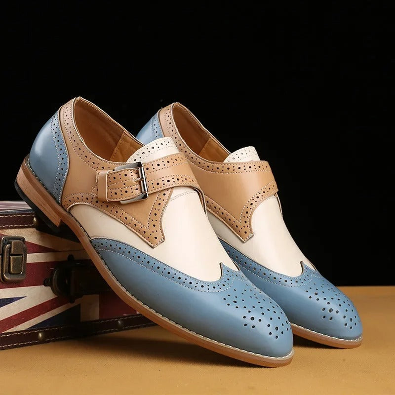 Abraham | Men’s Monk Strap Borgue Wingtip Dress Shoes